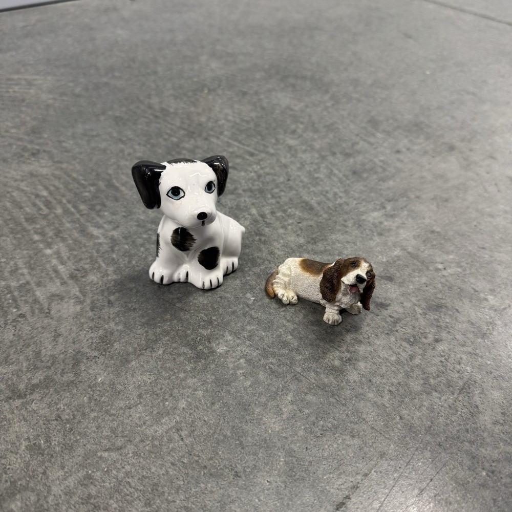 Vintage Basset Hound Dalmation Dog Figurine Miniatures Taiwan 80's